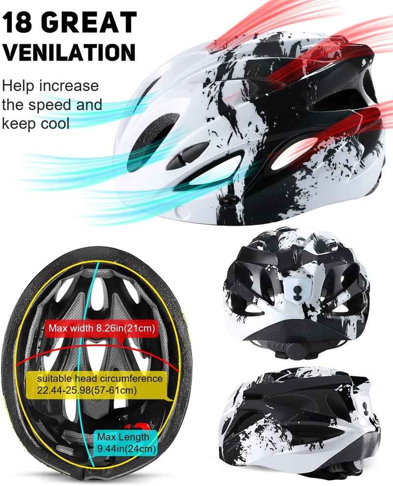 TADPOLE Bike Helmet with USB Rechargeable LED Light Detachable Goggles and Sun Visor, Mountain & Road Bicycle Helmets for Men Women Adult Cycling Helmets - Image 4